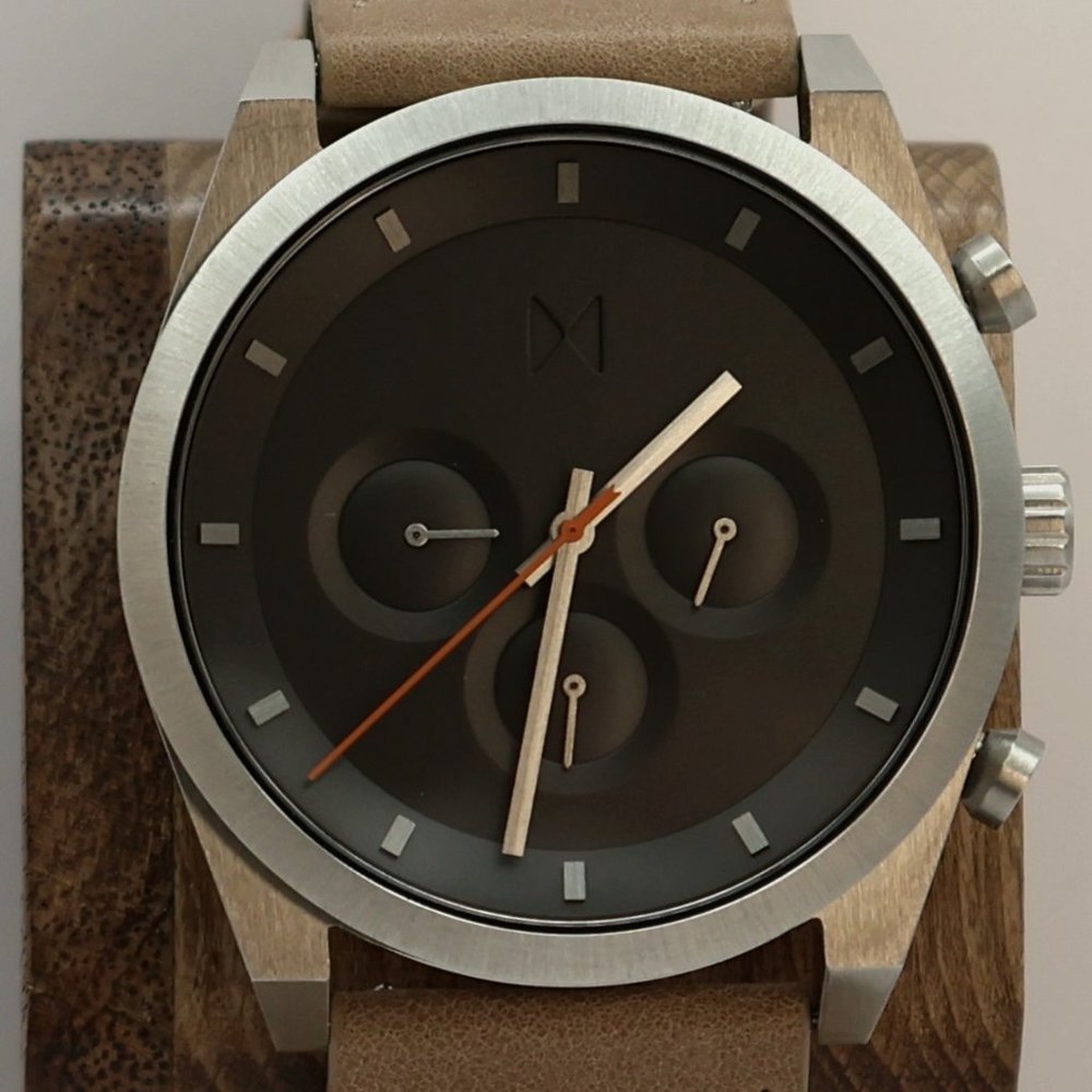 Super Fresh MVMT Element Chrono- Black Dial -Tan Leather Band- Very Nice!
